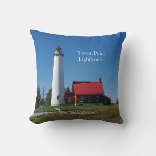 Tawas Point Lighthouse square pillow
