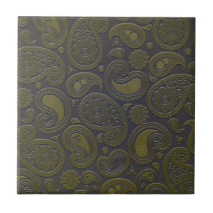 Tawny brown paisley design tile