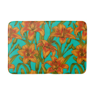 Tawny dailily flowers bath mat