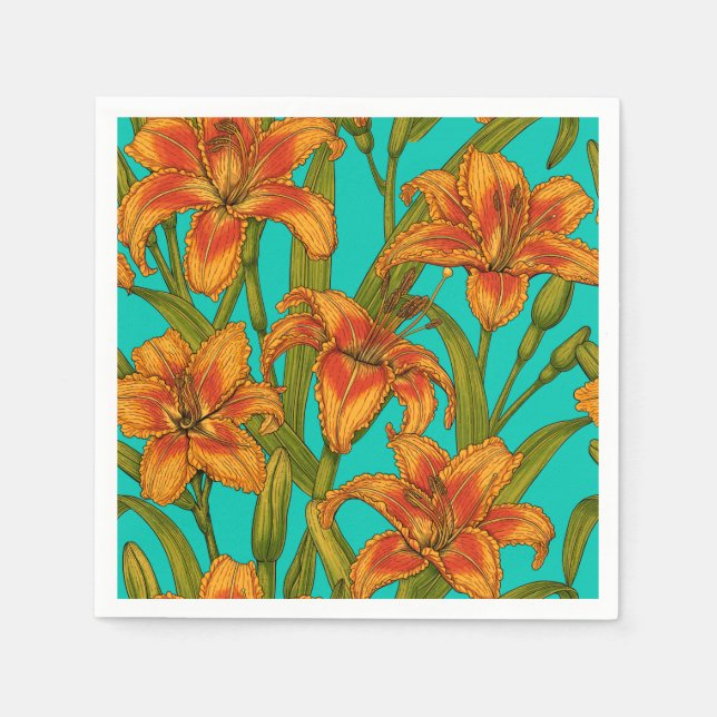 Tawny dailily flowers napkin (Front)