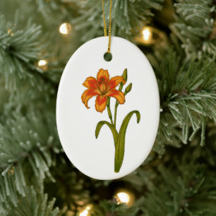 Tawny daylily ceramic ornament