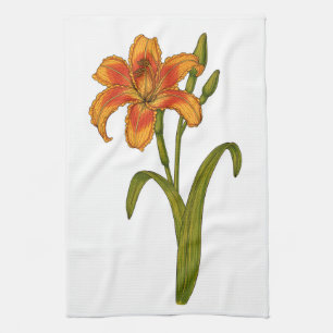 Tawny daylily kitchen towel