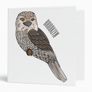 Tawny frogmouth bird cartoon illustration binder