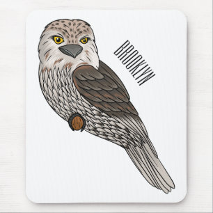 Tawny frogmouth bird cartoon illustration mouse pad