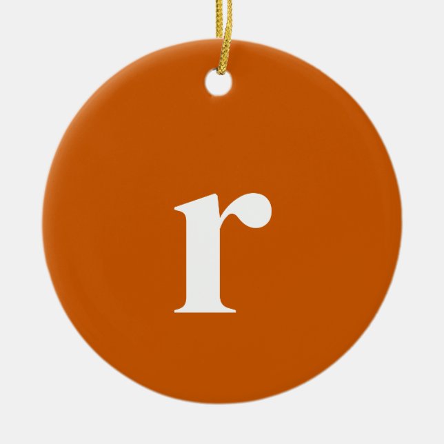 Tawny Initial Letter | Trendy Minimalist Ceramic Ornament (Front)