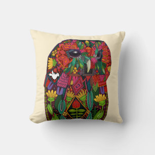 tawny owl cream throw pillow