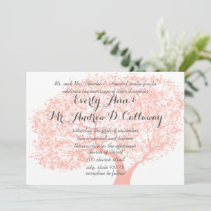 Tawny Peach and Flame Coral Forest Wedding Invitation