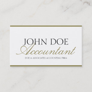 Tax Accountant CPA Bookkeeper Gold Script & Paper Business Card