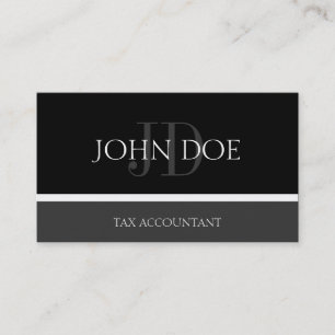 Tax Accountant/CPA Monogram Black/Dark Grey Business Card