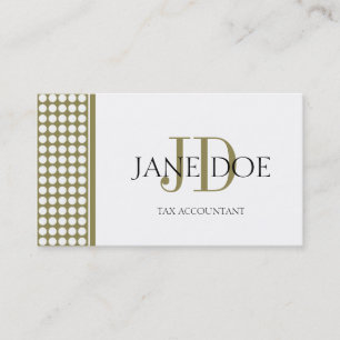 Tax Accountant/CPA Monogram Dot Gold/White Paper Business Card