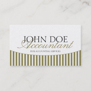 Tax Accountant/CPA Script Stripes Gold Paper Business Card