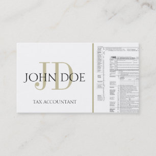 Tax Accountant Monogram 1040 White/Tan Business Card