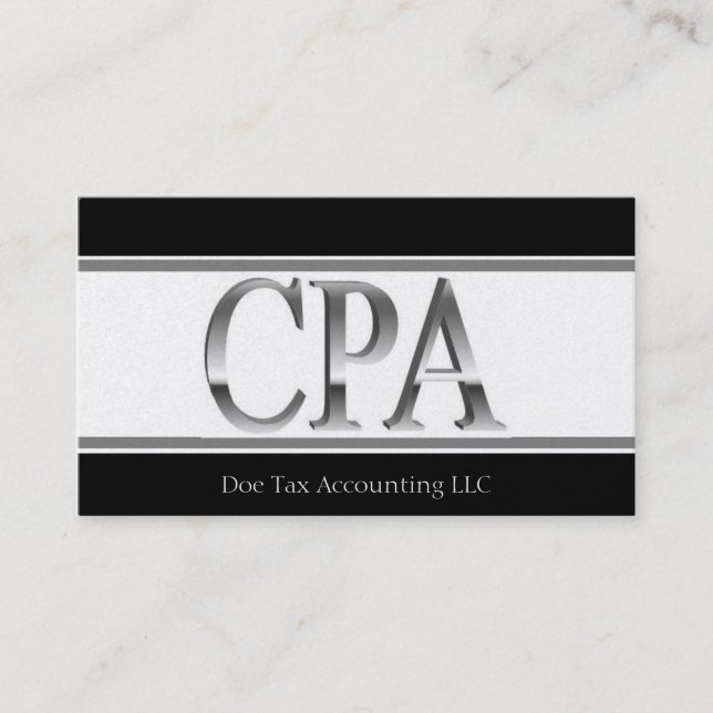 Tax Accountant Platinum Stripes 3D CPA Business Card (Front)