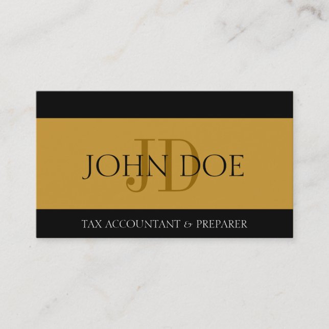 Tax Accountant Stripes Gold Business Card (Front)
