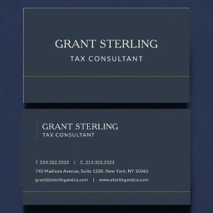 Tax Consultant Navy Blue Professional Business Card