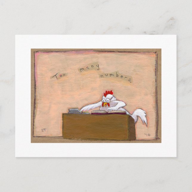 Tax Day - Accountant chicken numbers fun art Postcard (Front)