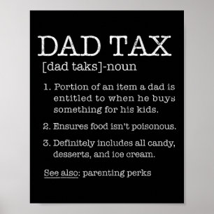 Tax Definition Humour Joke Best Daddy Father Husba Poster