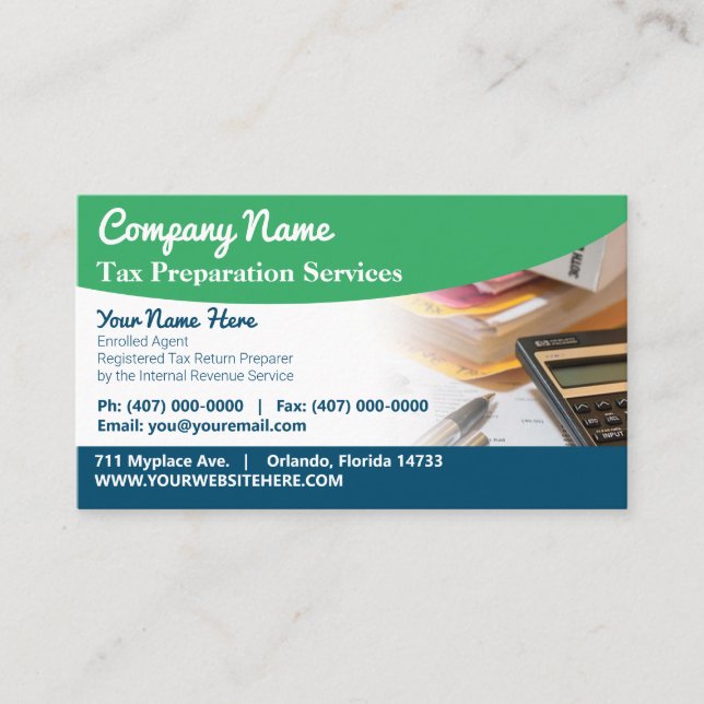 Tax Preparation (Preparer) Business Card (Front)