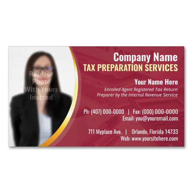 Tax Preparation (Preparer) Business Card Magnet (Front)