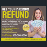 Tax Preparation (Preparer) Refund Flyer<br><div class="desc">These professional attention grabbing customizable tax preparation refund flyer templates are great for the small tax preparation/accountant business.</div>