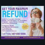 Tax Preparation (Preparer) Refund Flyer<br><div class="desc">These professional attention grabbing customizable tax preparation refund flyer templates are great for the small tax preparation/accountant business.</div>