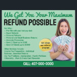 Tax Preparation (Preparer) Refund Flyer<br><div class="desc">These professional attention grabbing customizable tax preparation refund flyer templates are great for the small tax preparation/accountant business.</div>