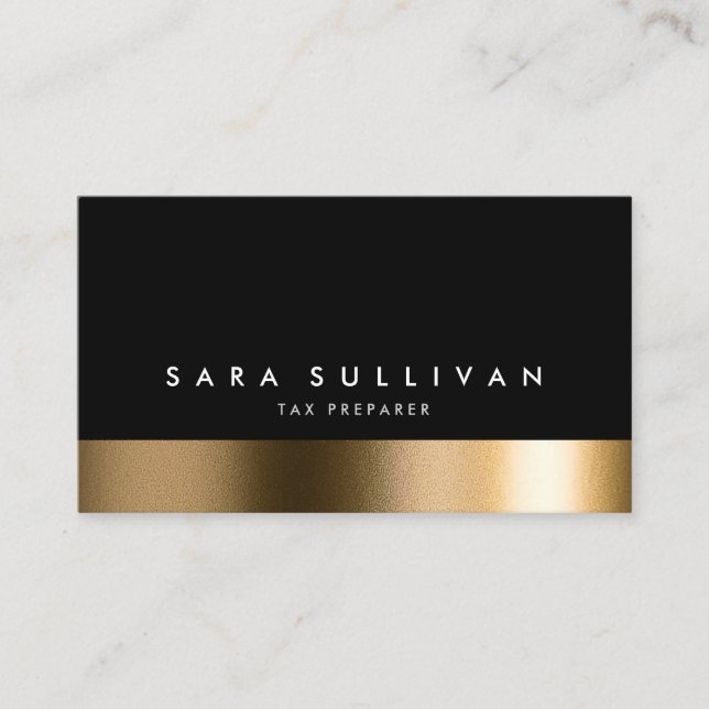 Tax Preparer Bold Black Gold Business Card (Front)