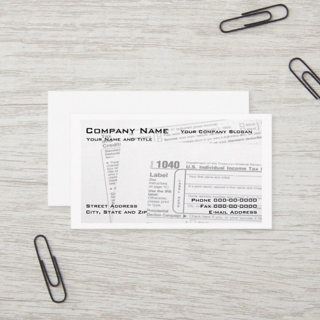 Tax Preparer Federal Tax Form Business Card (Front/Back In Situ)