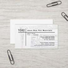 Tax Preparer Federal Tax Form Business Card