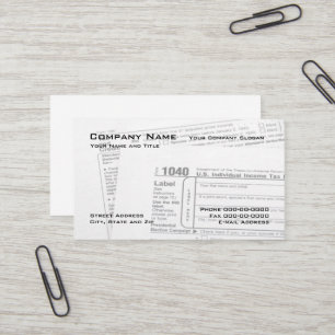 Tax Preparer Federal Tax Form Business Card