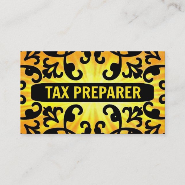 Tax Preparer Sunshine Damask Business Card (Front)