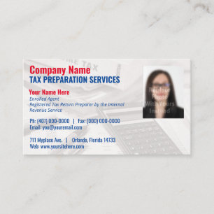 Tax Preparing (Preparer) Photo Business Card
