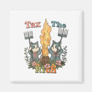 Tax The Rich Funny Cats Floral Feminist  Magnet