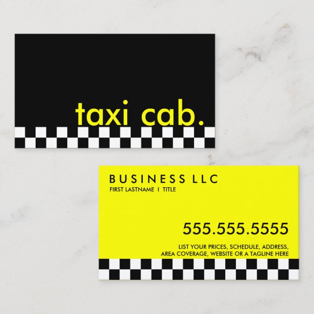 taxi cab. (chequered stripe) business card (Front/Back)