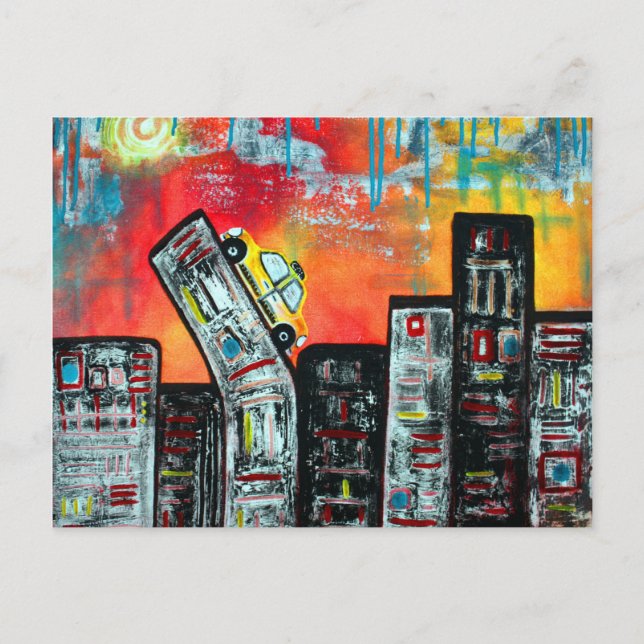 Taxi Cab City Art Postcard (Front)