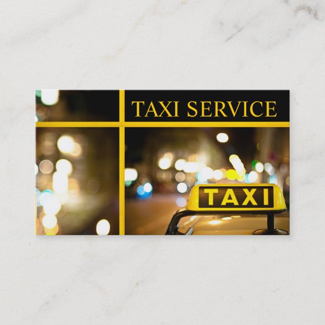 Taxi, Cab, Driver, Transportation Business Card (Front)