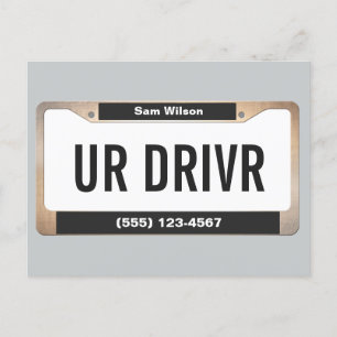 Taxi Cab Service Car Licensed Plate Postcard