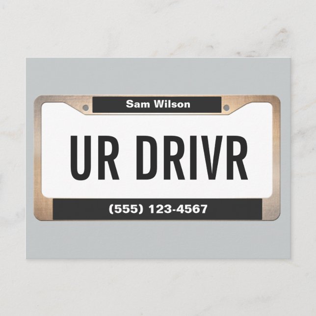 Taxi Cab Service Car Licensed Plate Postcard (Front)