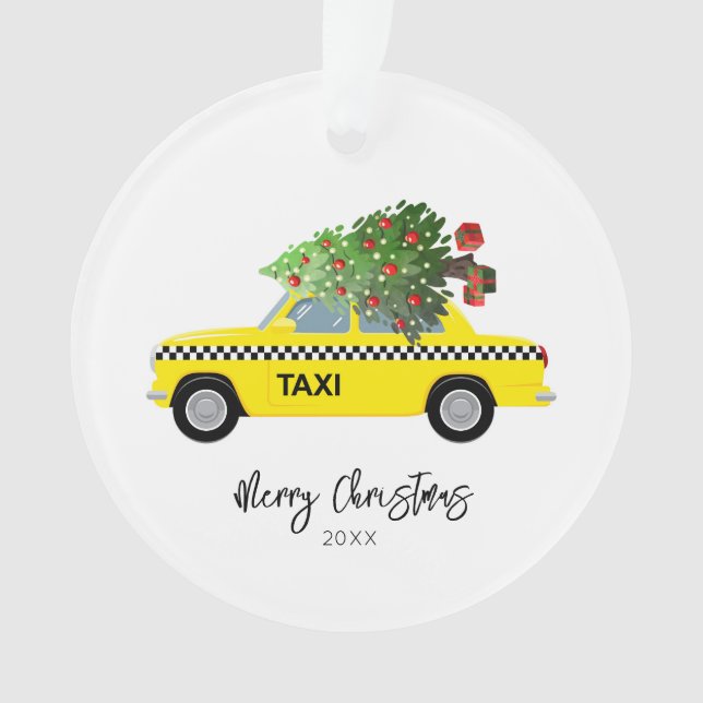 Taxi Cabine Joyeux Arbre de Noël Garder année (devant)