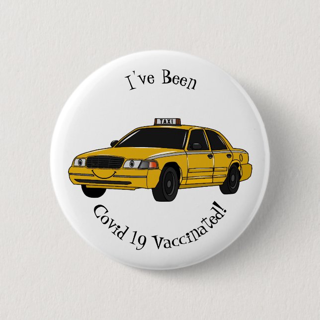 Taxi cartoon illustration 2 inch round button (Front)