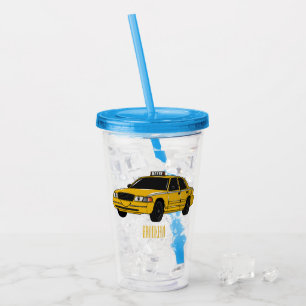 Taxi cartoon illustration acrylic tumbler