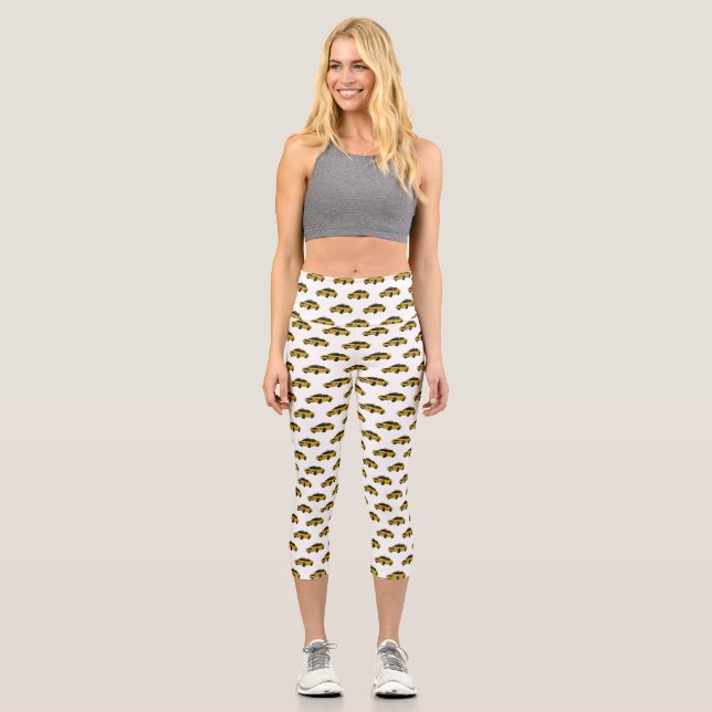 Taxi cartoon illustration capri leggings (Front)