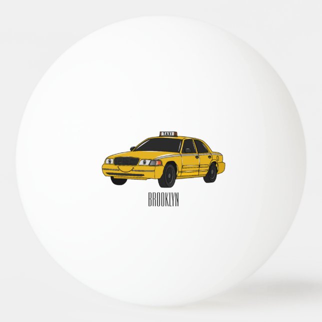 Taxi cartoon illustration ping pong ball (Front)