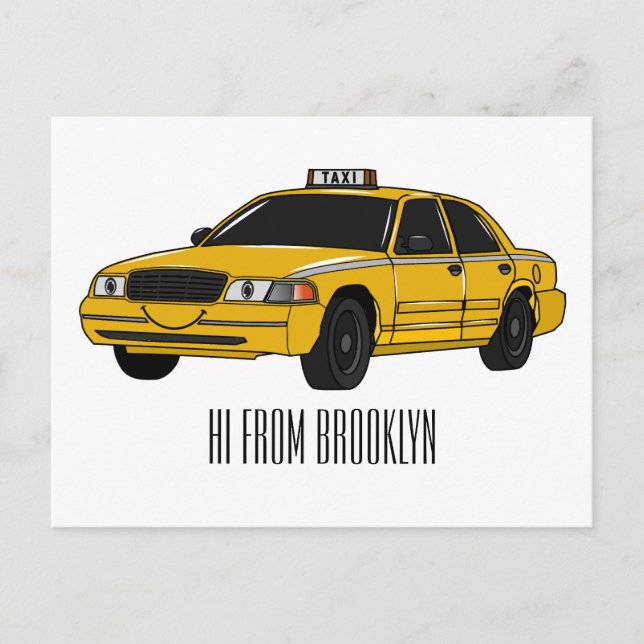 Taxi cartoon illustration postcard (Front)