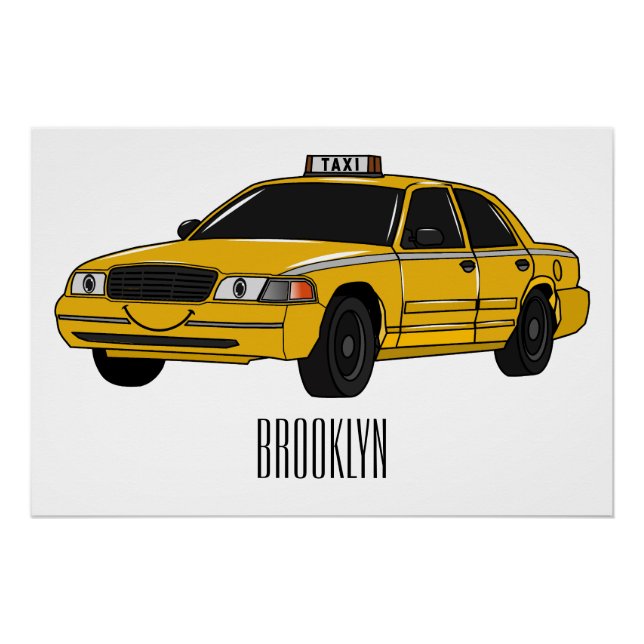 Taxi cartoon illustration poster (Front)