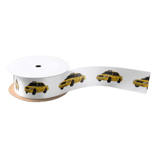 Taxi cartoon illustration satin ribbon (Spool)