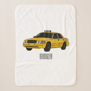 Taxi cartoon illustration sherpa blanket