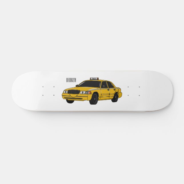 Taxi cartoon illustration skateboard (Horz)