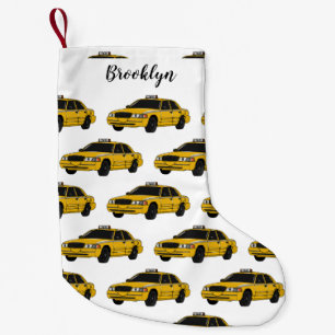 Taxi cartoon illustration small christmas stocking
