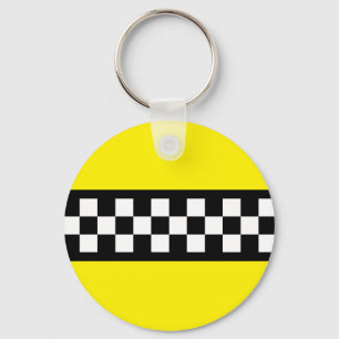 Taxi Check Stripe Pattern Keychain